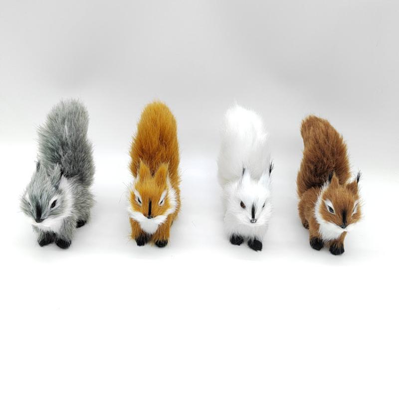 1Pcs Mini Plush Simulation Squirrel Ornament, Artificial Squirrel Figurine Fake Animal for Christmas Table Decoration