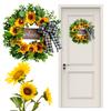 17 Inch Sunflower Wreath with Welcome Artificial Spring Summer Wreath for Front Door Fake Flower Wreath for Wall Or Window Decor
