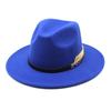 Leaf Decoration Fedora Hat Large Brimmed British Vintage Hats Woolen Hats  Autumn and Winter