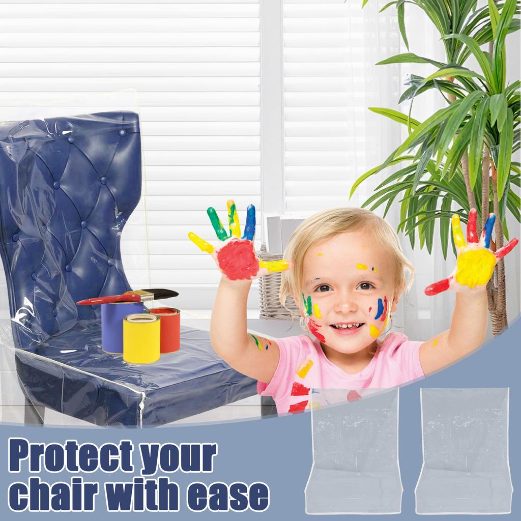 2/6Pcs Transparent Plastic Chair Cover Waterproof Dustproof Dining Room Chair Cover Thicken Scratch Resistant Seat Protector