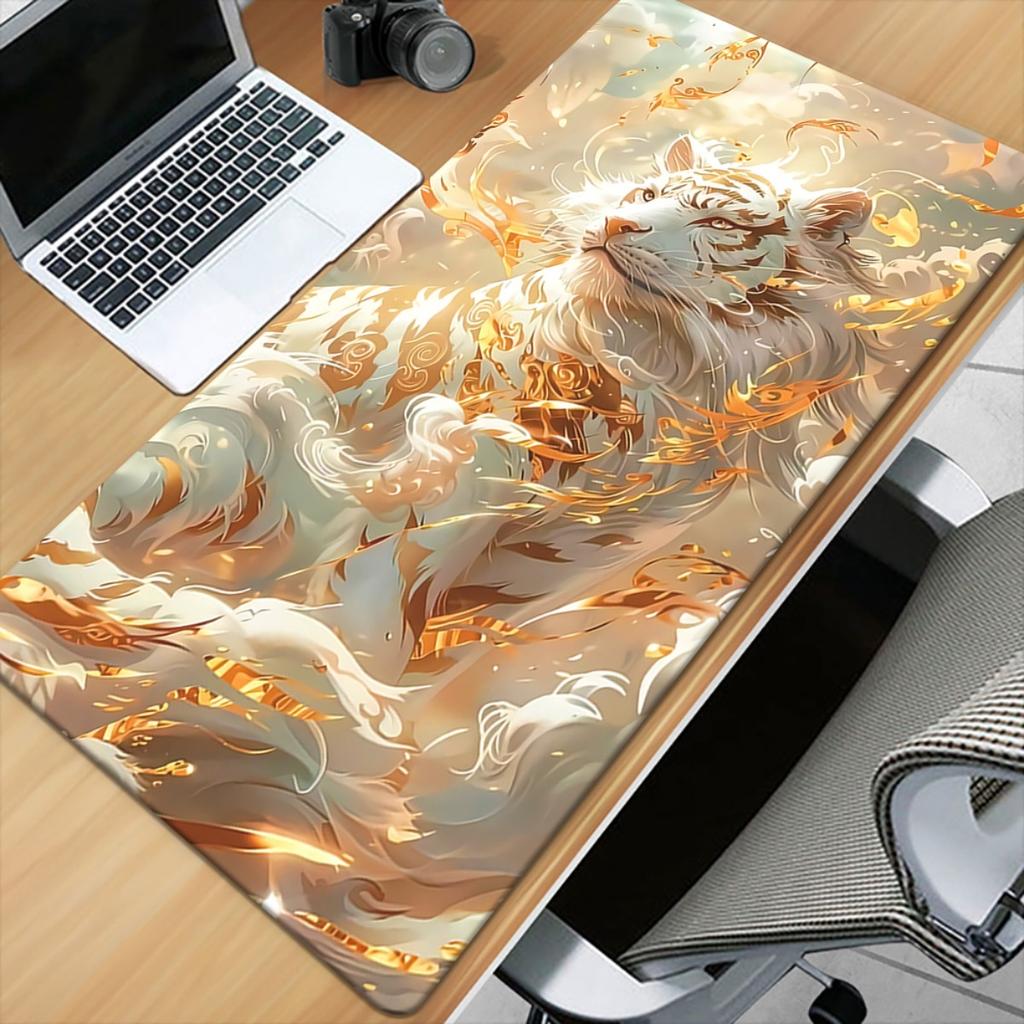 Tiger Golden Iron Art Xxl Mouse Pad Non Slip Rubber Base Large Desk Mat For Gaming Office Computer Decor 1pc
