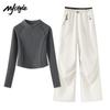 Женский флисовый спортивный костюм MJ STYLE с полувысоким воротником и брюками-карго