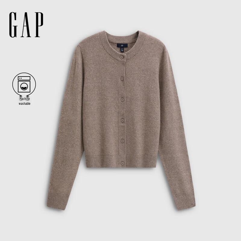 Gap Женский вязаный кардиган с вышитым логотипом, приталенный, с круглым вырезом, мягкий, для сезона Осень 2025