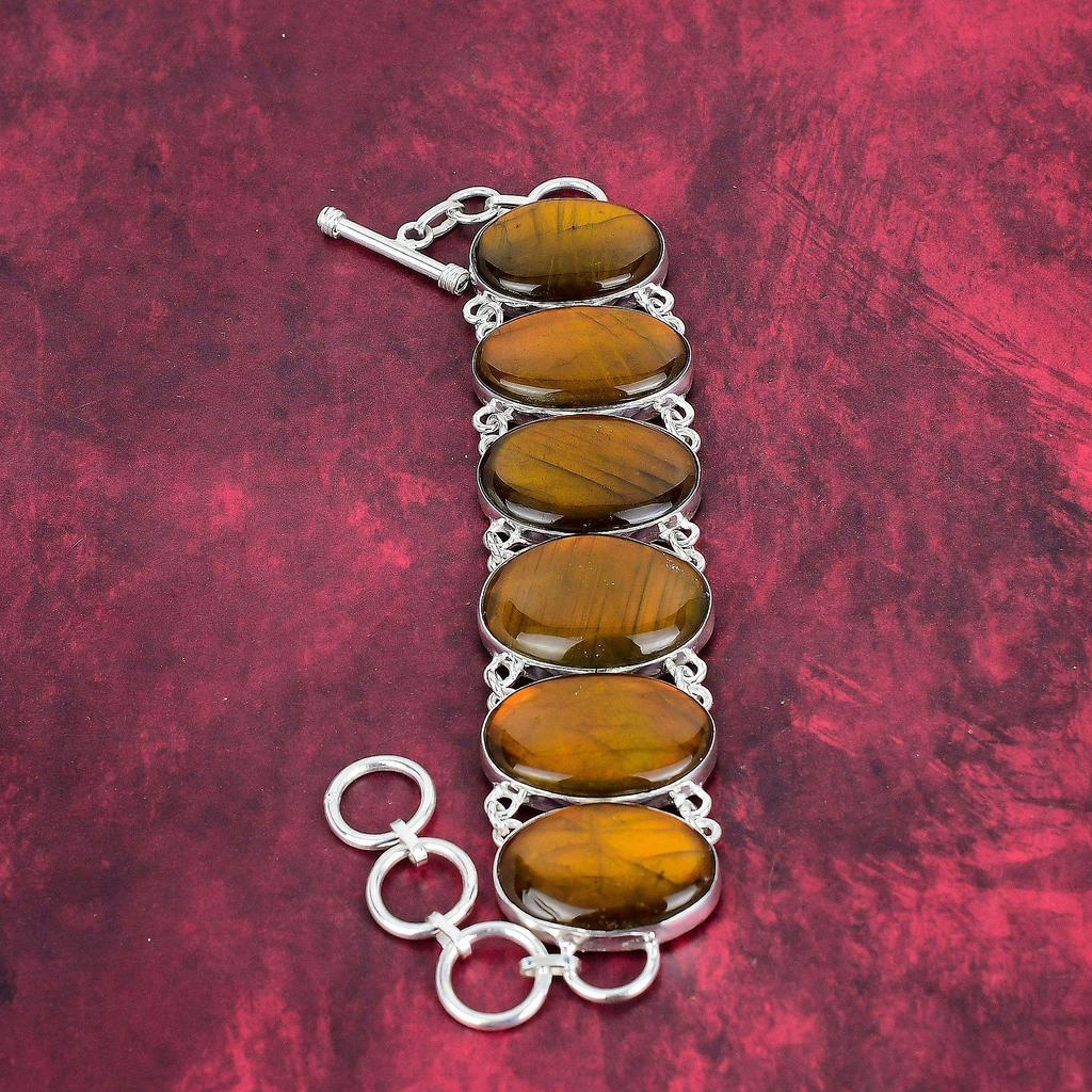 Желтый браслет из лабрадорита с вспышкой, ювелирные изделия из стерлингового серебра 925 пробы, ювелирный браслет ручной работы для свадебного подарка