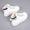 2025 New Winter Velvet Thickened Cotton Shoes High-top Warm Versatile Dad Shoes Non-slip and Wear-resistant Women's White Shoes