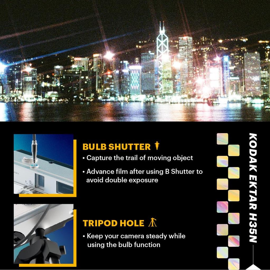 KODAK EKTAR H35N Полукадровая пленочная фокусная лампочка со звездным покрытием Улучшенная линза, 35 мм, многоразовая, бесплатная, функция, встроенный фильтр, (Отдельный предмет,