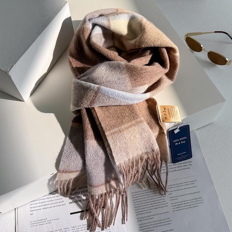 100% Wool Australian Pure Wool Plaid Scarf Winter Versatile Warm Couple Scarf