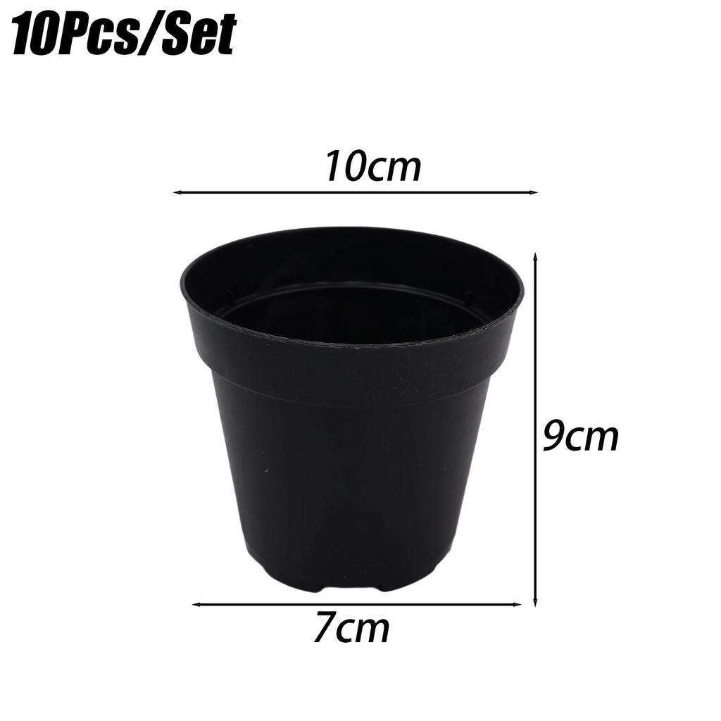 10PCS Black Plant Nursery Pots with Drainage Holes Home Indoor Outdoor Balcony Garden Planting Flower Pots Plastic Grow Boxes