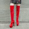 Autumn and Winter New Knee Boots  Super High Heel Waterproof Platform Red Nightclub Side Zipper Knight Boots  Boots