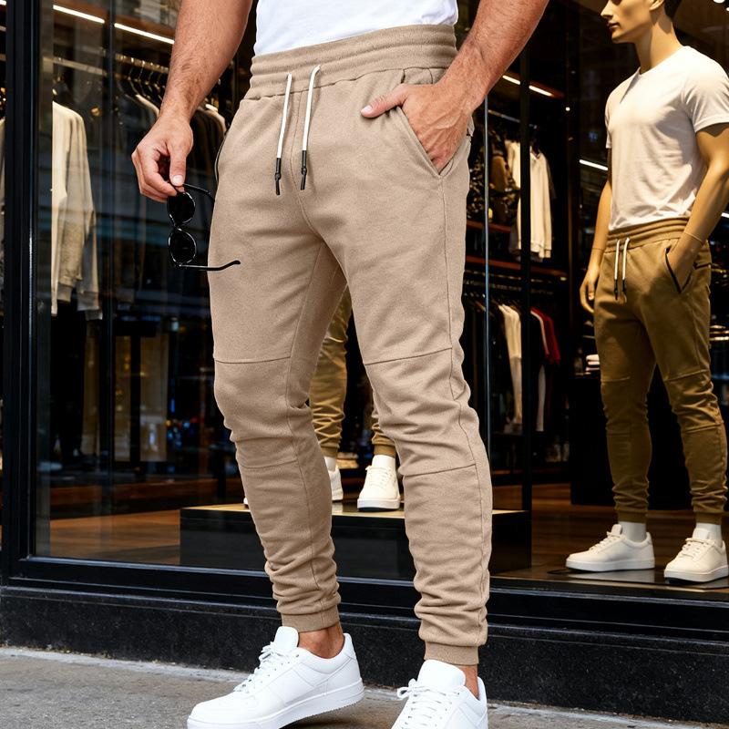 Мужские зауженные джоггеры с эластичным поясом на шнурке, повседневные спортивные брюки с карманами
