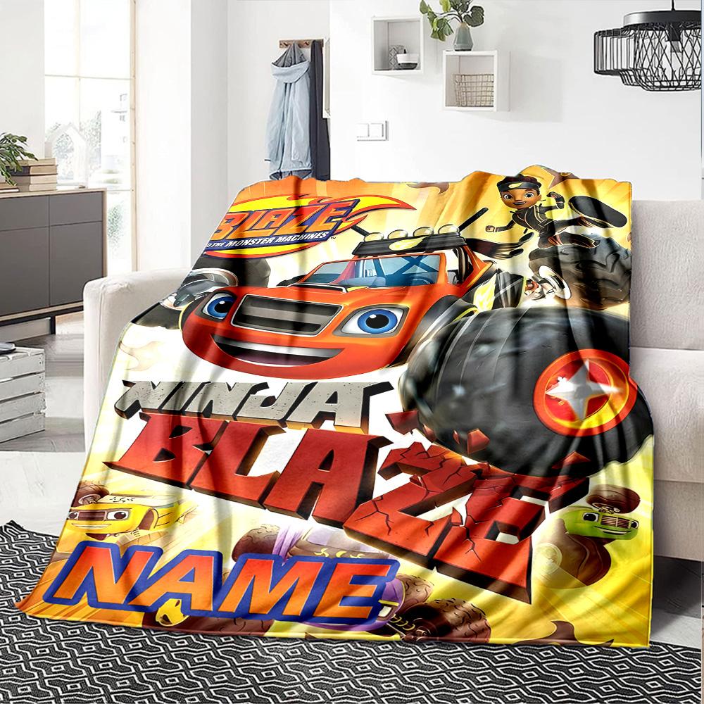 Customizable Blaze and the Monster Machines2 Throw Blanket – Personalized Name, All-Season Cozy Snug Blanket, Machine Washable, Personalized Blanket
