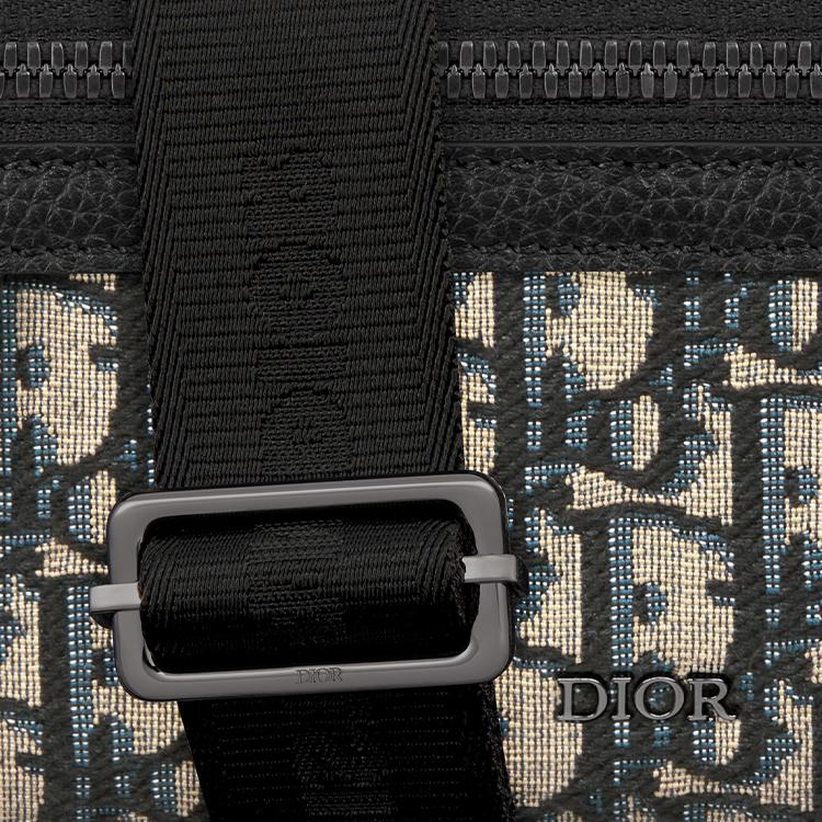Dior Rider 2.0 Регулируемый плечевой ремень Застежка-молния Косая жаккардовая канва и зернистая телячья кожа Сумка-мессенджер Мини 2ESWS034YKS-H27E