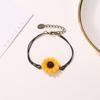 Korean Version of Small Fresh Daisy Bracelet Literary Fan Leather Rope Student Girl Cute Sunflower Retro Bracelet Small Daisy