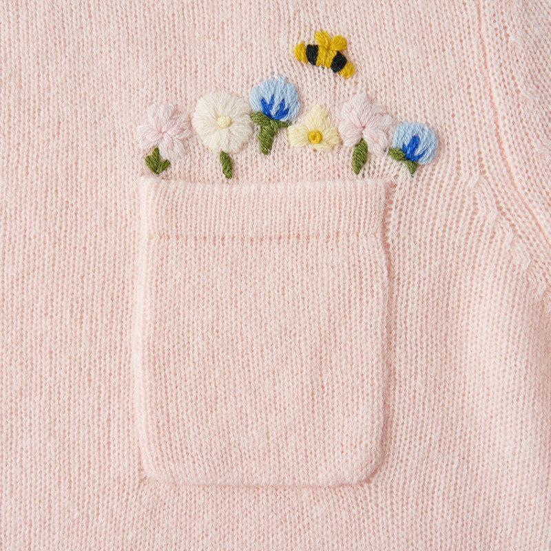 Northern Deer Alpaca Wool Floral Crochet Knit Women's Short Sleeve Top
