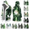 Unisex Casual And Fashionable Plush Collar Hooded Long Sleeved St. Patrick's Print Jacket