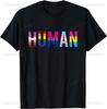 HUMAN LGBT Flag Gay Pride Month Transgender Rainbow Lesbian T-Shirt LGBT Camisetas  Graphic T Shirts  Women Clothes
