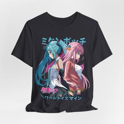 Аниме Футболка с графикой, Футболка Hatsune Miku, Унисекс Джерси Vocaloid, Каваи