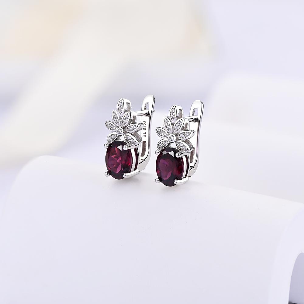 Модный комплект из серег и кольца с натуральным родолитовым гранатом, стерлинговое серебро 925 пробы, легкий роскошный подарок на день рождения для женщин и девушек