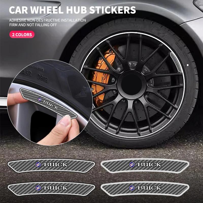 4pcs Carbon Fiber Car Wheel Rim Stickers Auto Refit Accessories For Buick Excelle XT Envision Excelle GT Regal Encore Park GL8 ZT1
