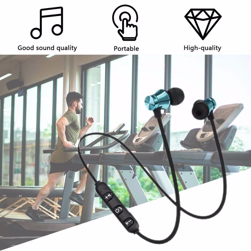with Mic Music Headset Handsfree Hanging Neck Sport Earbuds Wireless Bluetooth Earphone Magnetic