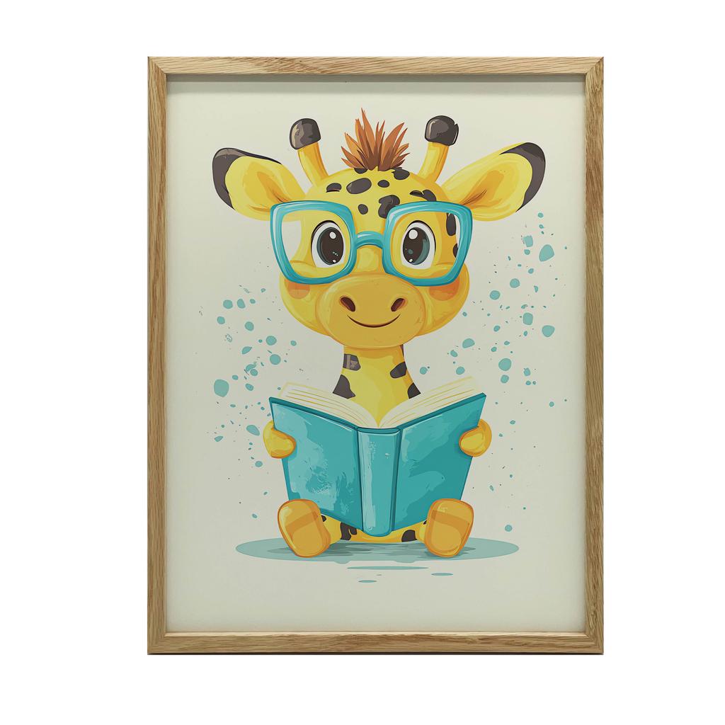 Plakat Wesoła Żyrafa W Krainie Baśni Plakat Wesoła Żyrafa W Krainie Baśni, 30X40 Cm, Bez Ramy, Płótno Premium Na Blejtramie