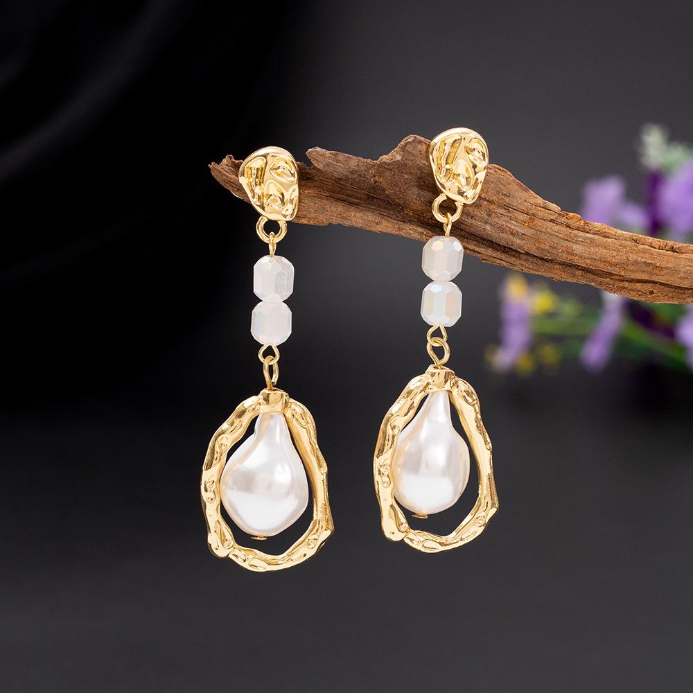 Корейские серьги-капли ручной работы из цинкового сплава с искусственным жемчугом