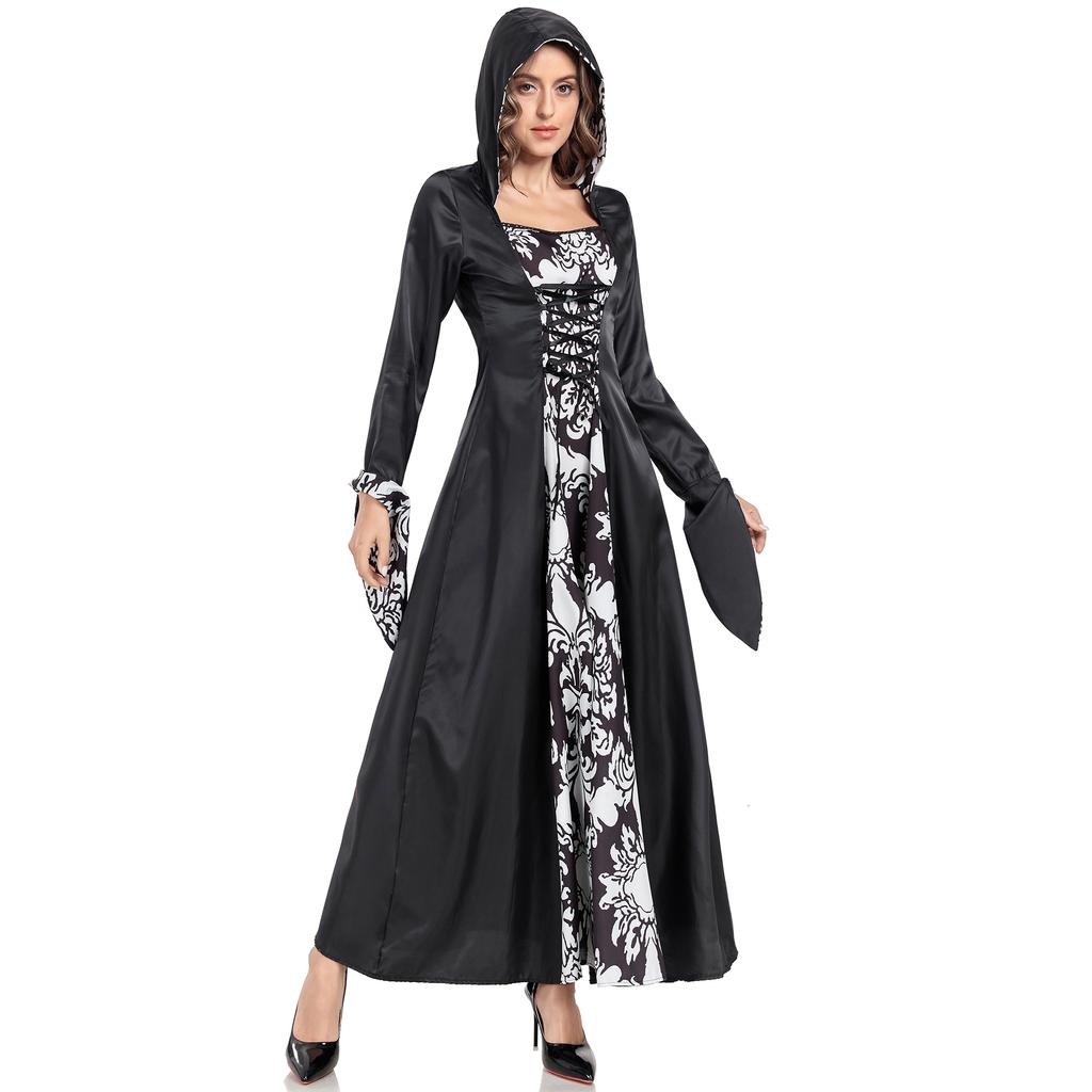 S-XXXL Средневековое винтажное платье с принтом панк COS, костюм ведьмы на Хэллоуин