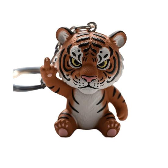 Middle Finger Animal Keychain Wolf Cow Pig Tiger Elephant Shape