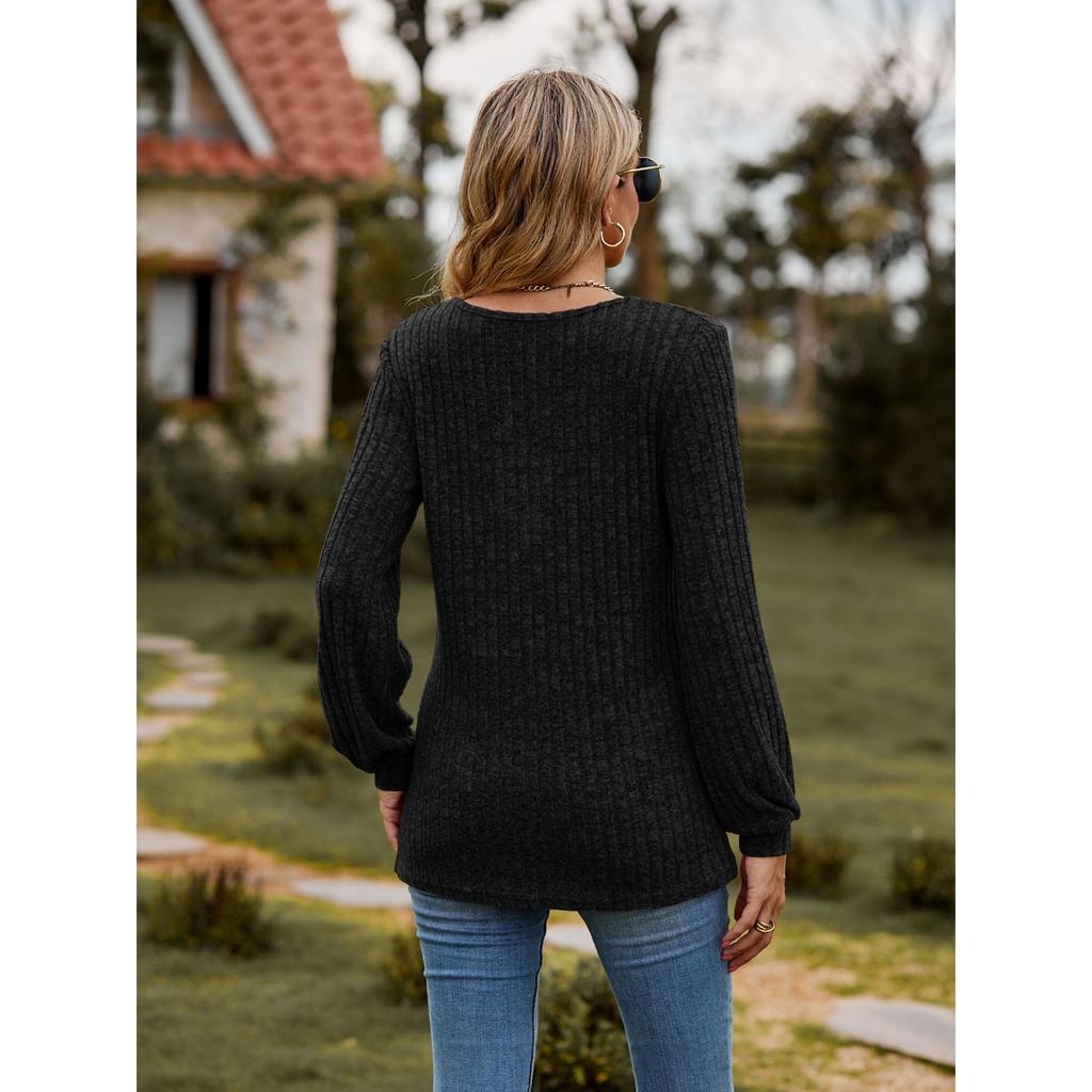 GMXIA Женская футболка с круглым вырезом Pit Strip, однотонная, матовая, с длинным рукавом и пришитыми пуговицами