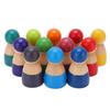 12Pcs Wooden Peg People Figures Set Colorful Peg Doll Toy for Kids Toddlers Family