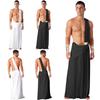 Mens Ancient Greek Warrior Costume Long Skirt One Shoulder Strap Wristbands Roman Toga Halloween Outfit