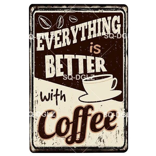 Coffe Metal Sign Plaque Metal Vintage Pub Bar Decor Tin Sign Coffee Shop Plate Poster Home Decor Art Painting Wall Sticker