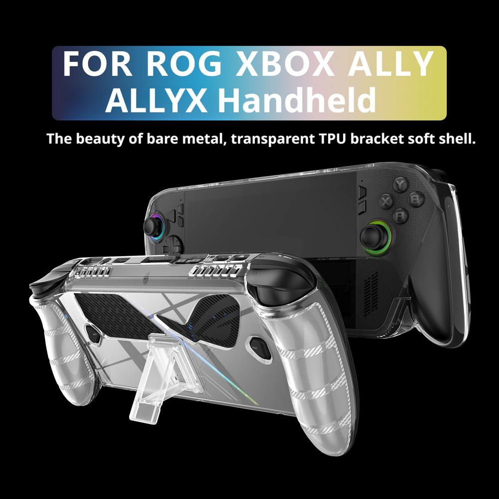 Для ROG Xbox Ally X Портативный Чехол-Крышка из Прозрачного ТПУ Полное Покрытие с Подставкой Задняя Подставка Ударопрочный Противоскользящий Защитный Аксессуар