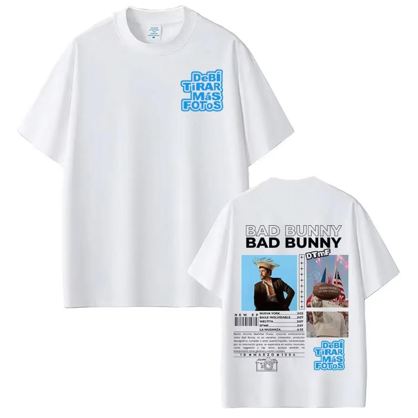 Bad Bunny Album Tour Print Unisex Casual Loose Cotton Summer Hip Hop Crew Neck Unisex And Unisex Comfortable TShirt