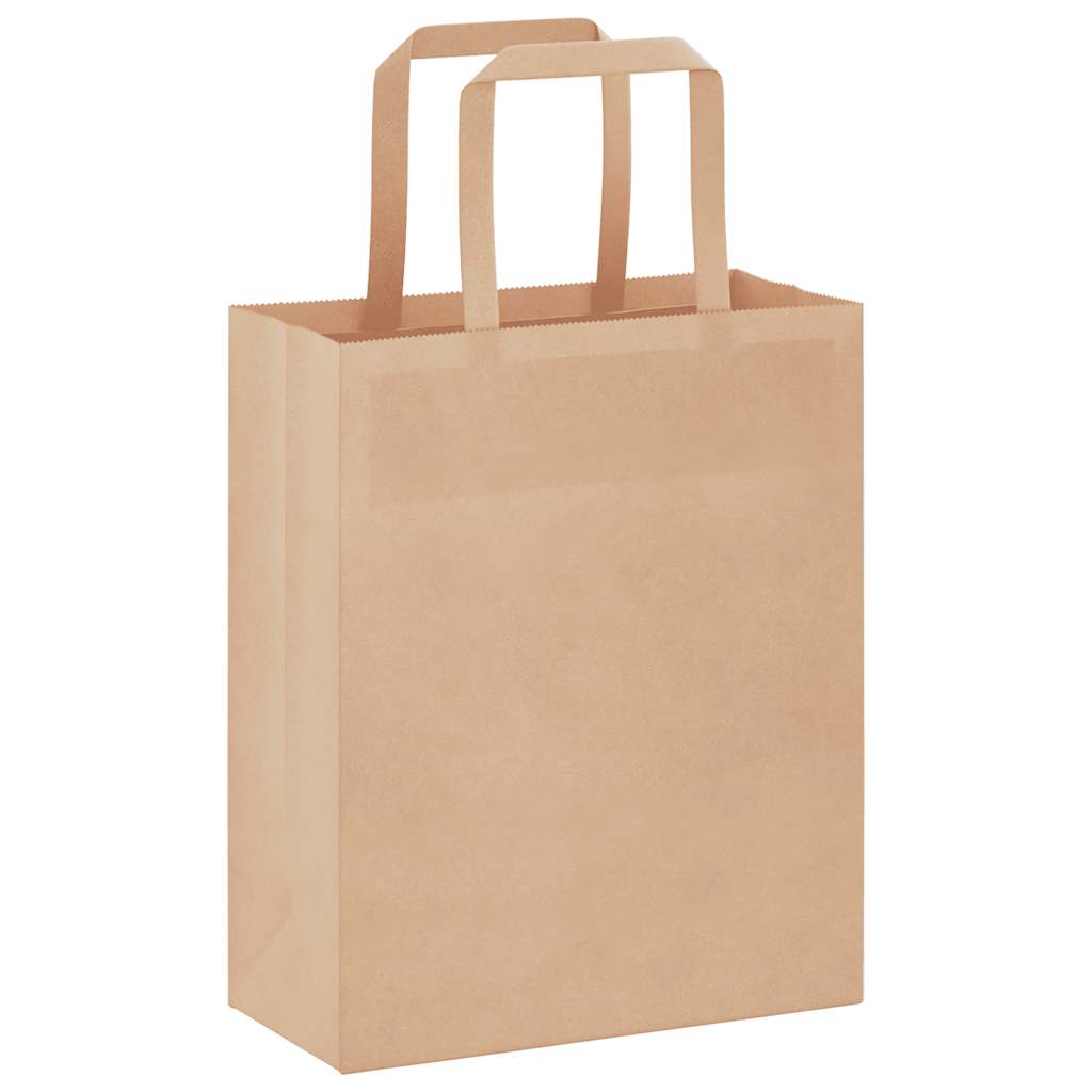 Paper Shopping Bags 50 pcs with Handles Brown 18 x 8 x 22 cm