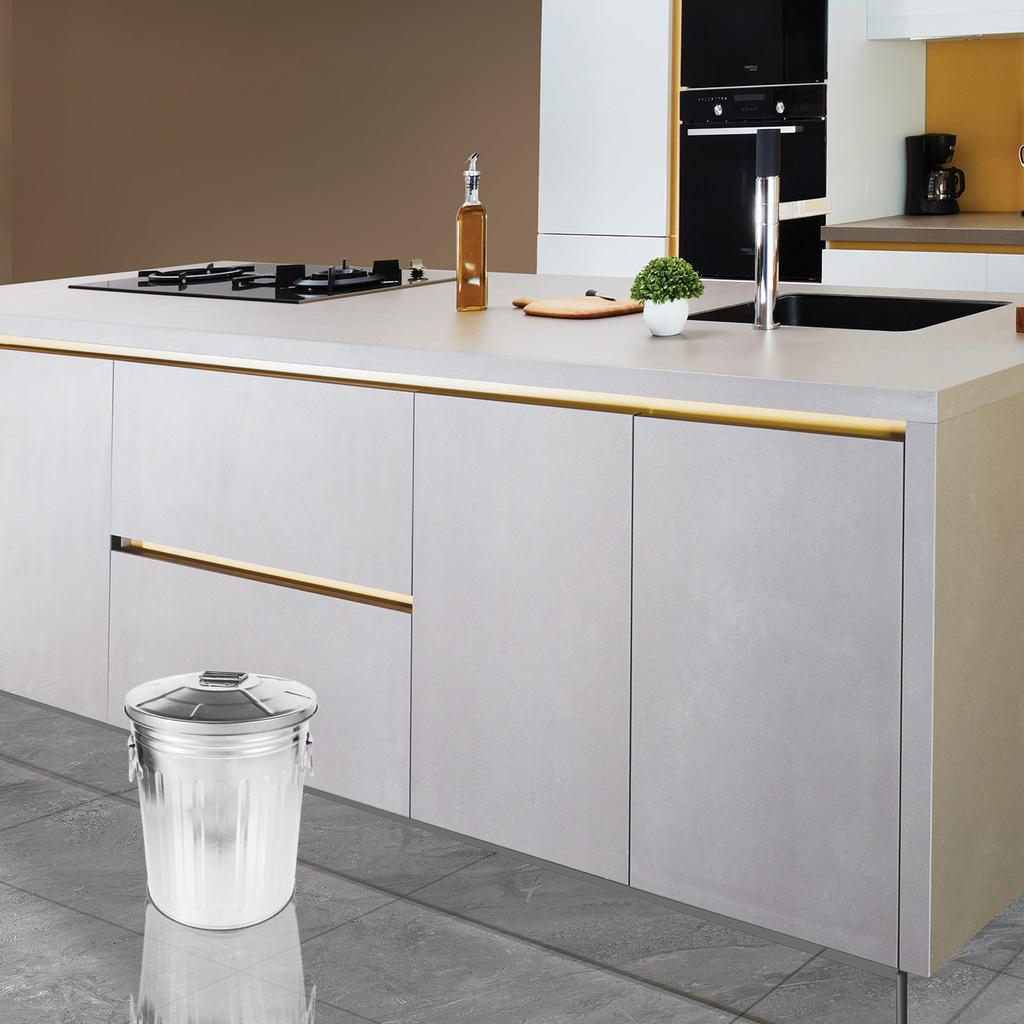 Metal Trash Can Outdoor Garbage Small Wastebasket Recycling Bin Iron Kitchen Office