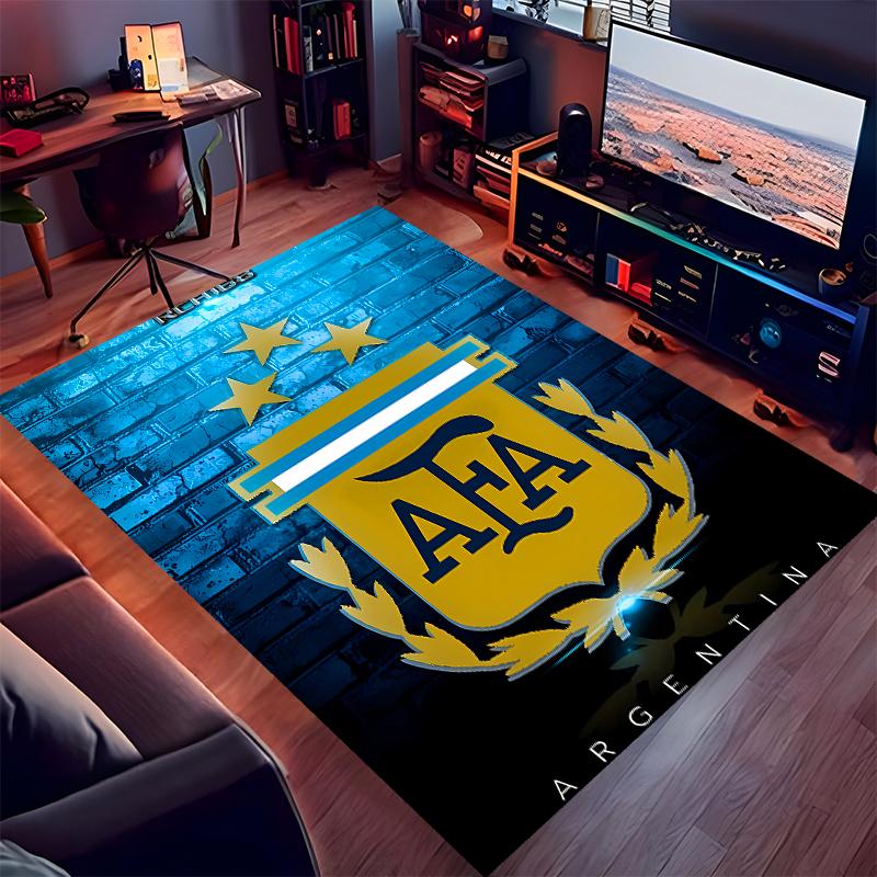 1pc Argentina Football Print Area Rug - Soft,Washable Non-Slip Indoor Mat for Office Chairs,Living Room,Home Office Decorative Rug
