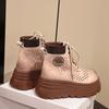 Thick-soled Hollow Rhubarb Boots Women's Martin Boots 2025 Summer, Autumn and Winter New Popular Short Tube Versatile Short Boots Single Boots
