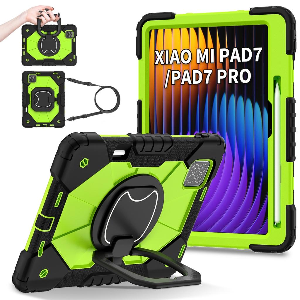 Для Xiaomi Pad 7 / Xiaomi Pad 7 Pro.360° вращающаяся рукоятка прочная защитная подставка TPU+PC 3в1 противоударный противоударный чехол для планшета и ПК