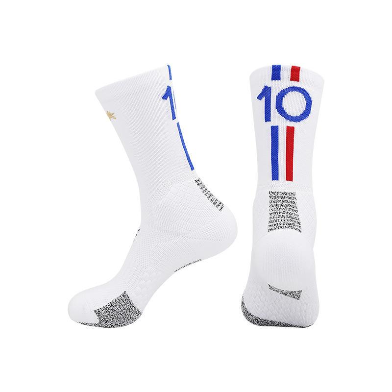 World Cup football socks professional game team training socks non-slip sweat-absorbing medium tube star fan number towel bottom