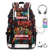 Multi-functional USB Charging Backpack, Large Capacity Outdoor Travel Backpack, Game Print Design Casual Daypack
