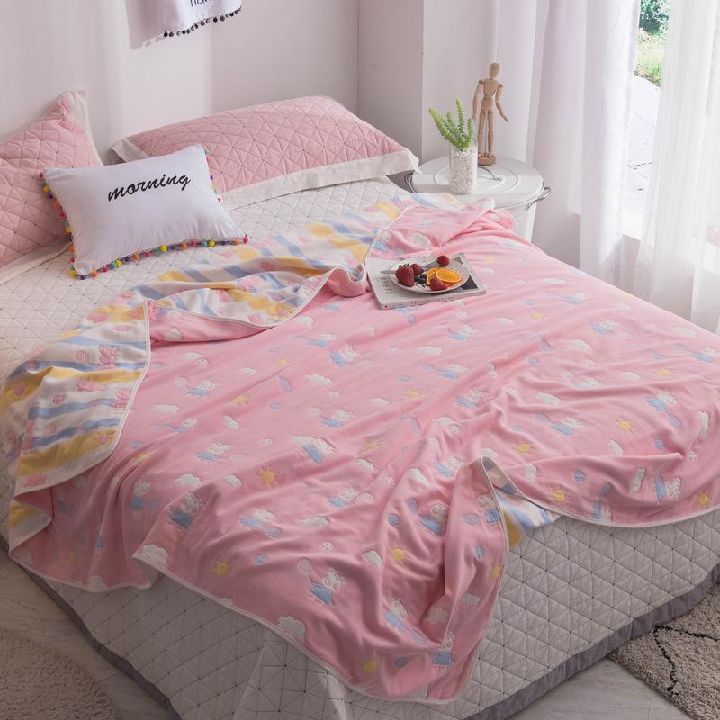 Новое хлопковое шестислойное марлевое одеяло представляет собой одинарное двойное одеяло с кондиционером, хлопковое диванное полотенце, четырехсезонное одеяло для обеденного перерыва.