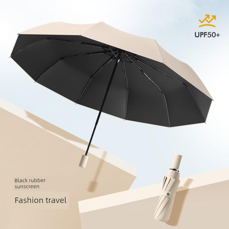 Sun Umbrella Oversized plus Size Double Storm-Resistant Umbrella Windproof Student Anti-Sunburn Foldable Rain Or Shine Dual-Use Umbrella Men and Women