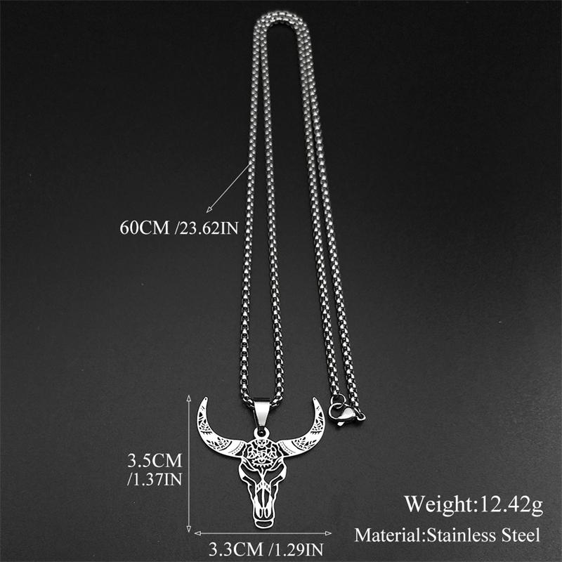 Hollow Cattle Bull Necklaces For Women Men Stainless Steel Gold Silver Color Bohemia Animal Head Male Chain Jewelry Gifts