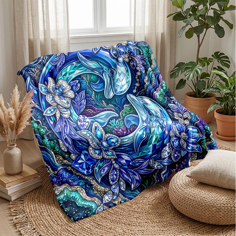 Oceanic Fantasy Theme blanket Lightweight Warm Flannel Blanket Decorative Throw Blanket for Home Decoration