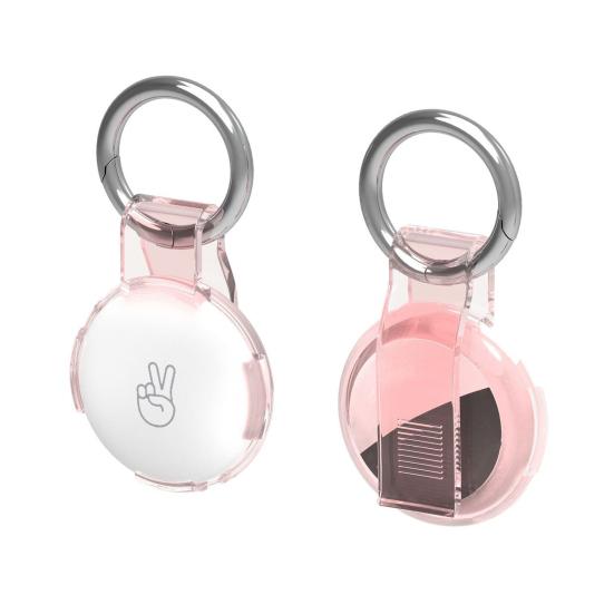 2 шт., прозрачный защитный чехол для держателя AirTag, чехол для трекера с брелоком, зажимом для ремня, портативный