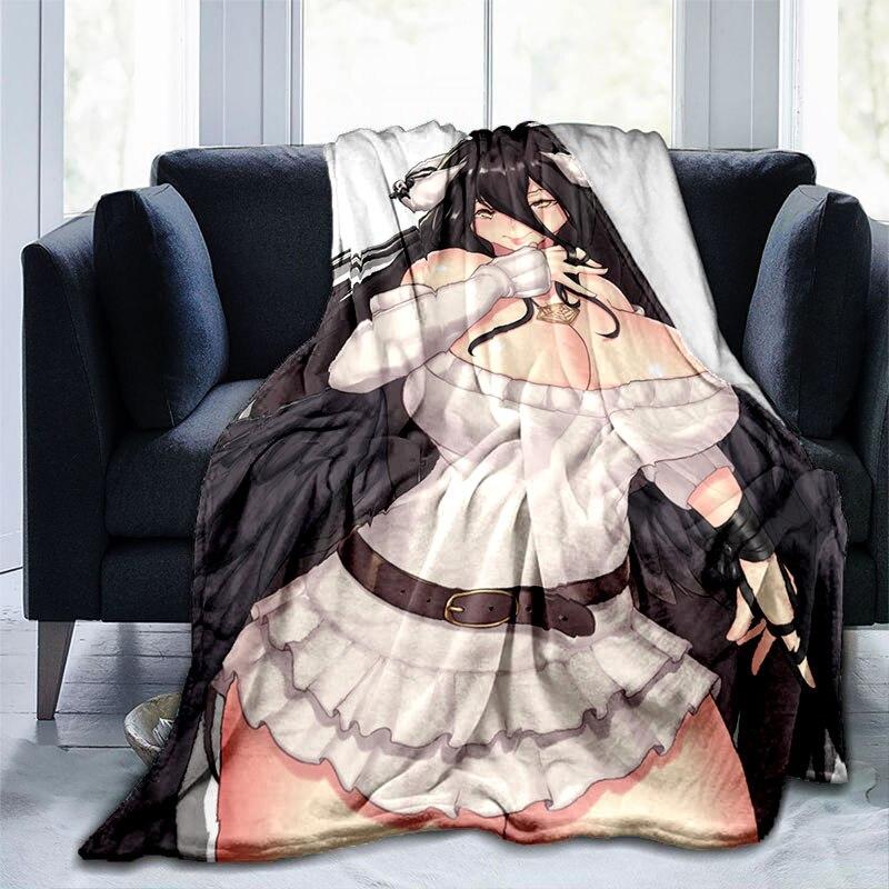 Сексуальное аниме-одеяло для девочек Albedo Pin Up для девочек, красивое фланелевое теплое одеяло для взрослых, покрывало с 3D принтом, мужской диван-пещера, декор для кемпинга