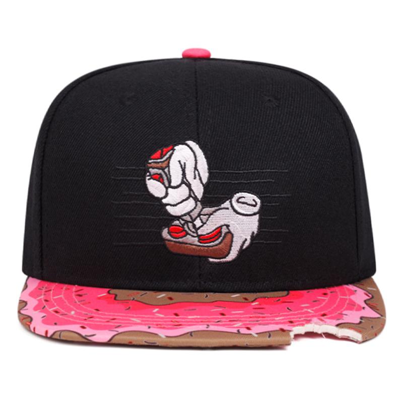 2026 New Fashionable Hip Hop Hat Doughnut Game Controller Embroidered Baseball Hat Outdoor Sunshade Skateboard Hat Flat Edge Hat