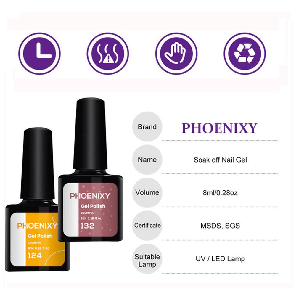 PHOENIXY Набор гель-лаков для ногтей 12/18/20/30/45 шт. Набор 8 мл Гибридный полупостоянный УФ-светодиодный набор для маникюра