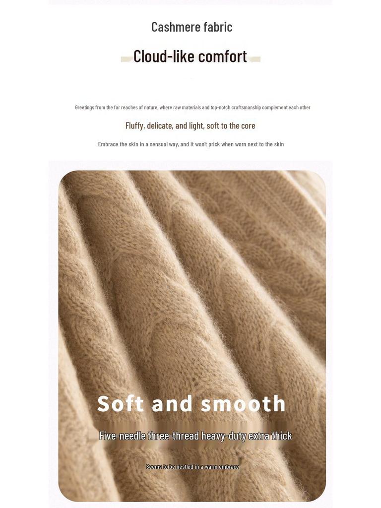 Женский приталенный кашемировый свитер-пуловер крупной вязки на осень/зиму